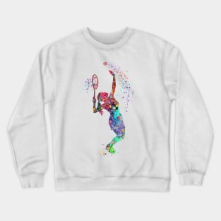 Girl Tennis Watercolor Painting Art Print Gifts Crewneck Sweatshirt